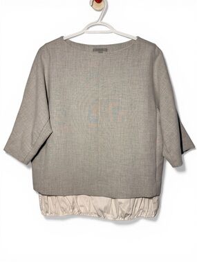 COS Gray Boxy Blouse with Cream Hem size EU34